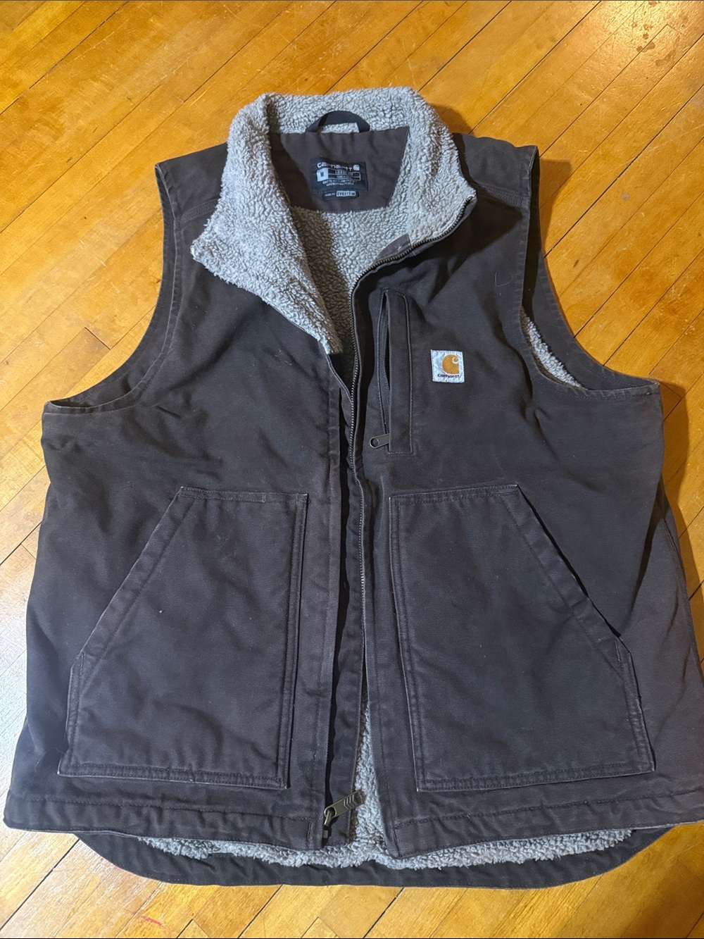 Carhartt Black Vest with lining and Collar well used
